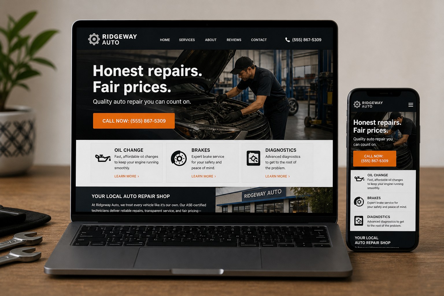 Example auto shop website